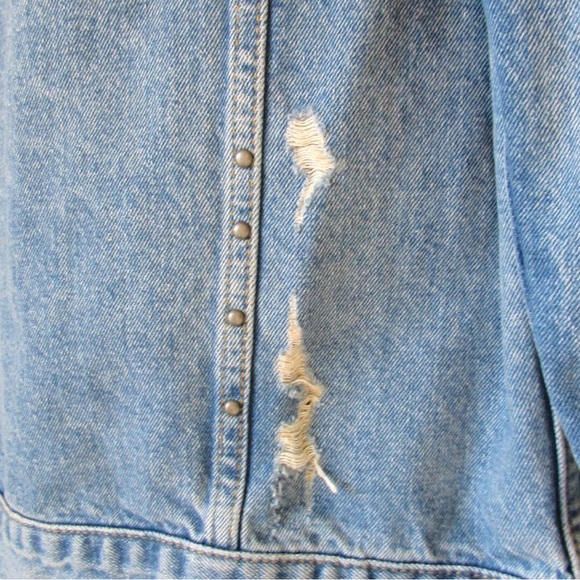 Free People Jean Jacket Distressed Studded Trucker Jacket - Picture 7 of 10
